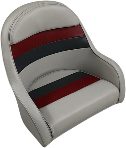 Premium Series Pontoon Bucket Style Captain Chair 3006-ABEC Grey/Red/Charcoal