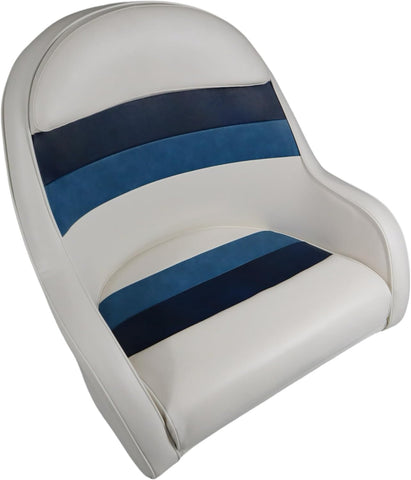 Premium Series Pontoon Bucket Style Captain Chair 3006-AADK White/Navy/Blue