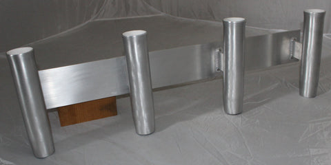 Four 10 Aluminum Boat Fishing or Pole Rod Holders - Angled at 90 Degrees  with Gimbal/ Locking Pin on One Flat Plate Mount