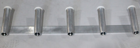 Five 10 Aluminum Boat Fishing or Pole Rod Holders - Angled at 15 Degrees  with Gimbal/ Locking Pin on One Flat Plate Mount